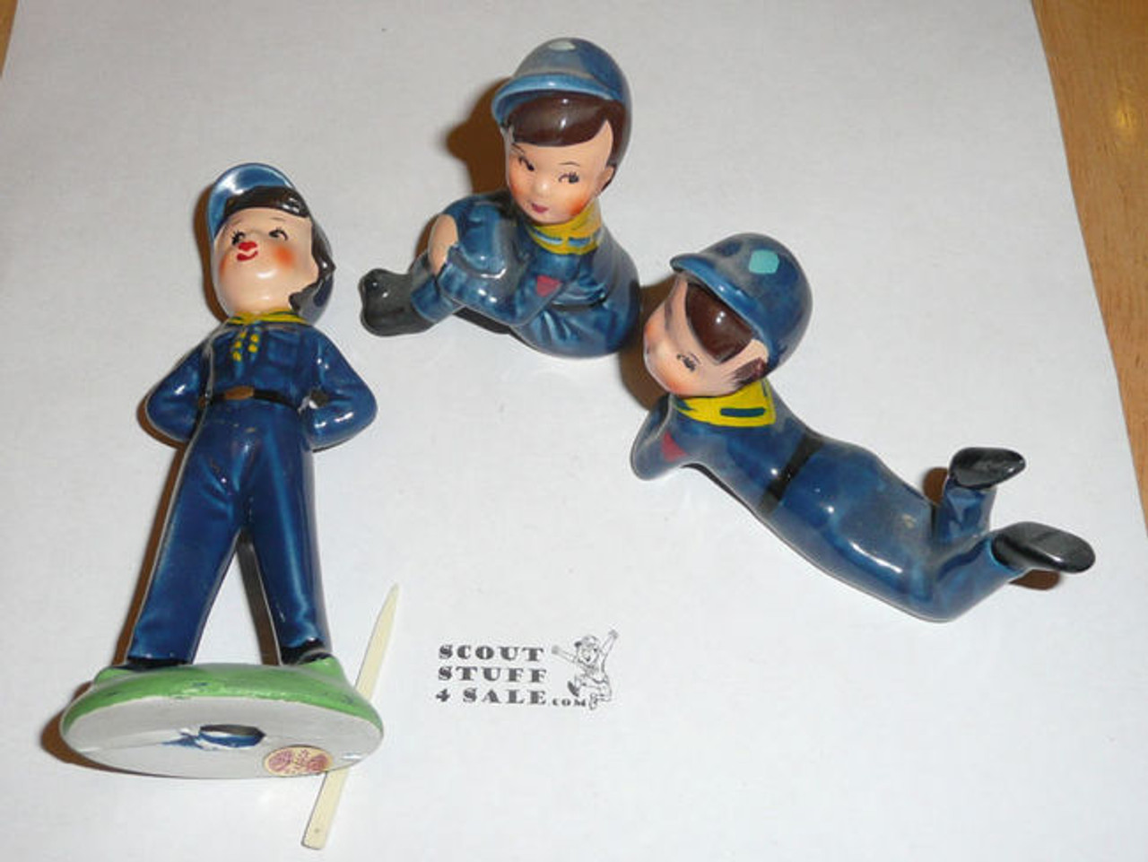 1960's Enesco Imports Cub Scouts of America Porcelain Figurine, Set of Three