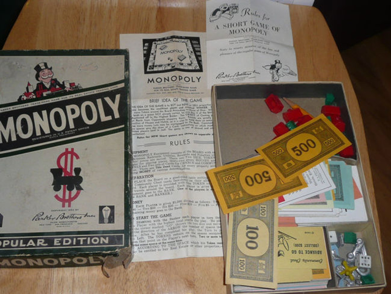 1954 Monopoly Game Parker Brothers, No Board