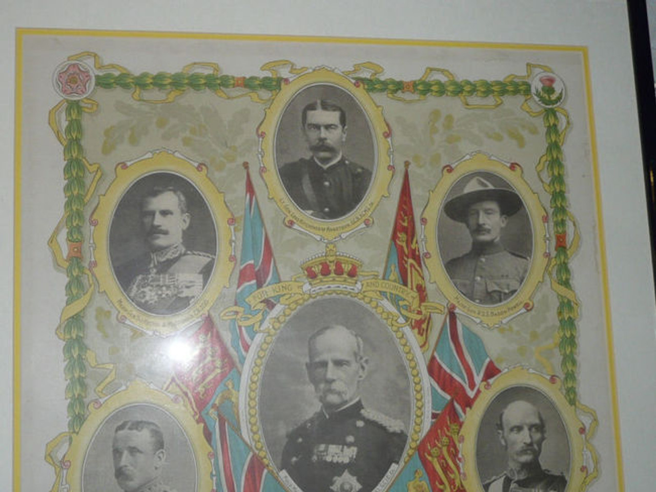 1900 British Heros Boer War Color Poster, Baden Powell, Framed and Matted