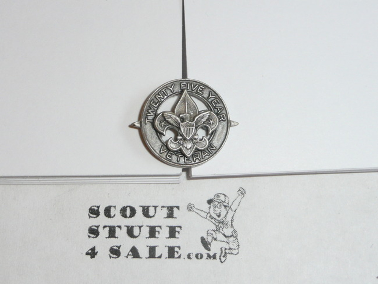 25 Year Veteran Pin, 1970's, Crest Craft, STERLING, Post back