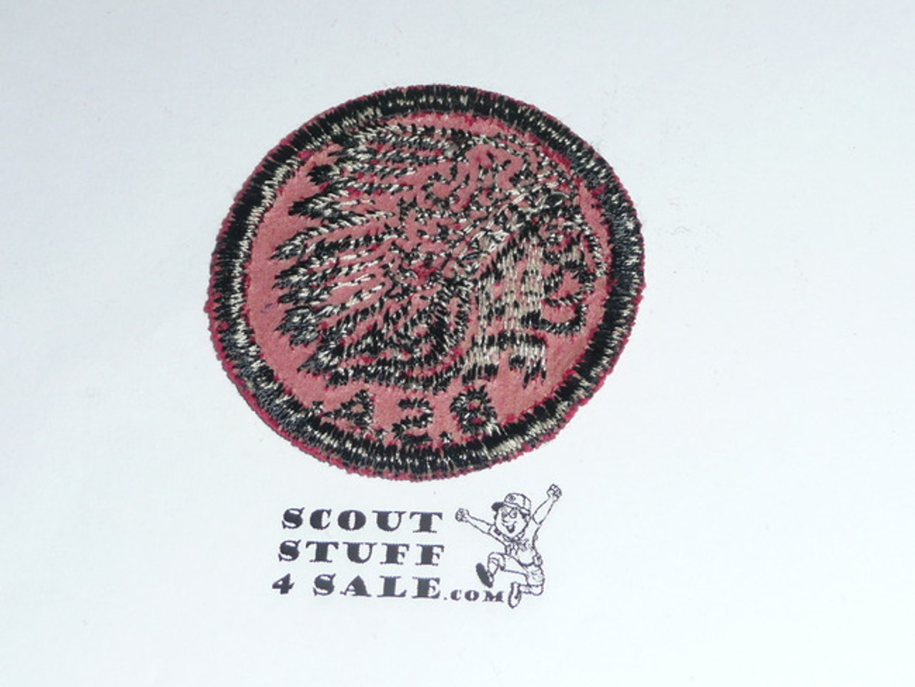 Indian Patrol Medallion, Red Twill with red rubber backing, 1955-1971