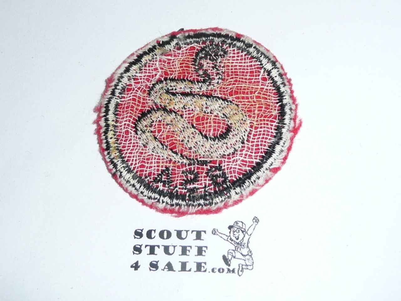 Cobra Patrol Medallion, Felt w/BSA black/White ring back, 1940-1955, lt. use