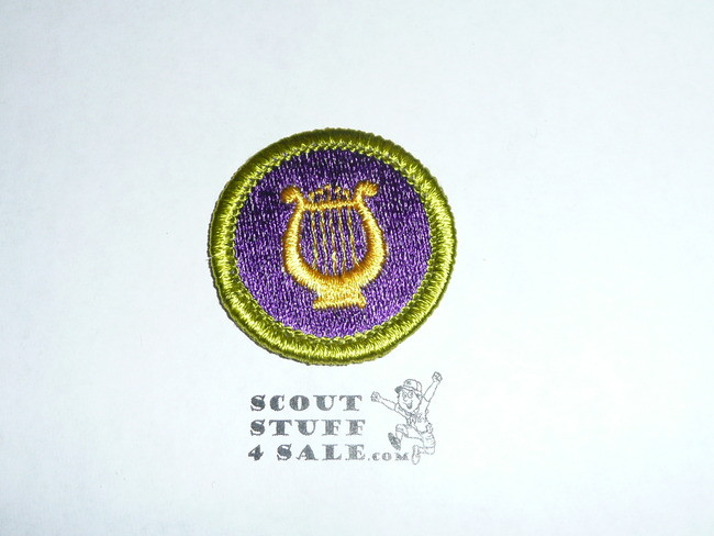 Music - Type H - Fully Embroidered Plastic Back Merit Badge (1972-2002)