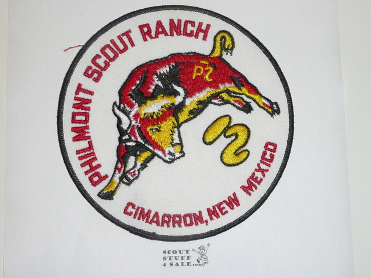 Philmont Scout Ranch, White Twill Round Bull Jacket Patch