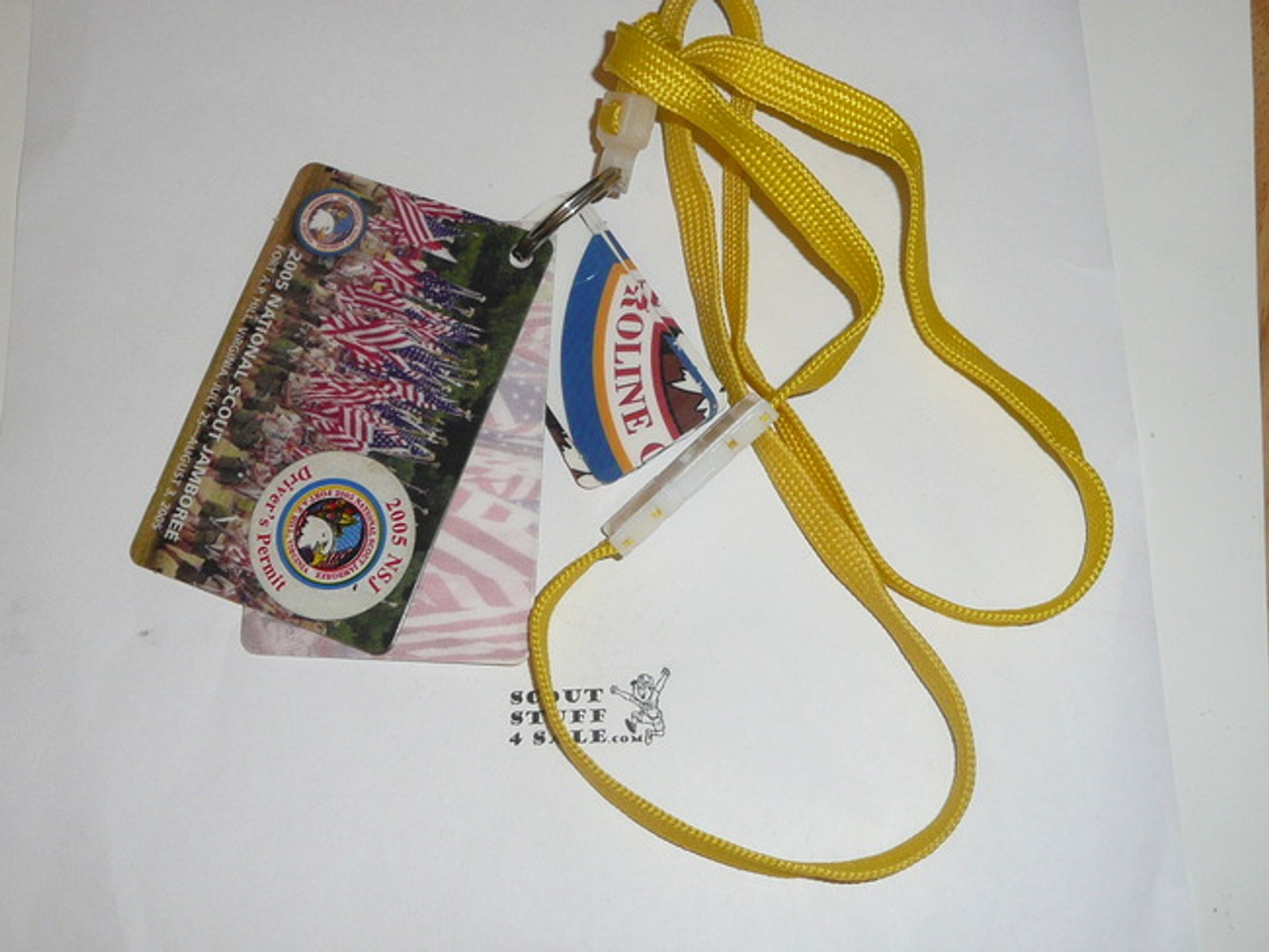 2005 National Jamboree ID Card with Driving Permit, Staff Dining Card and Lunch Tickets on Lanyard