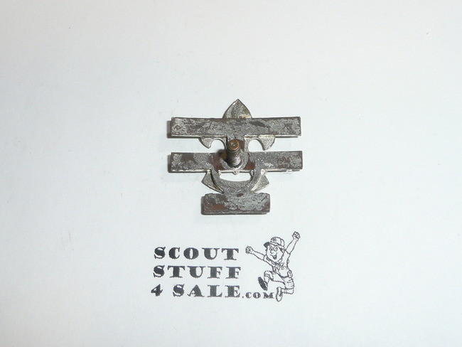 Senior Patrol Leader Hat Pin, Squat Crown, Bright Green Enamel, Threaded Post Back, Silver wash