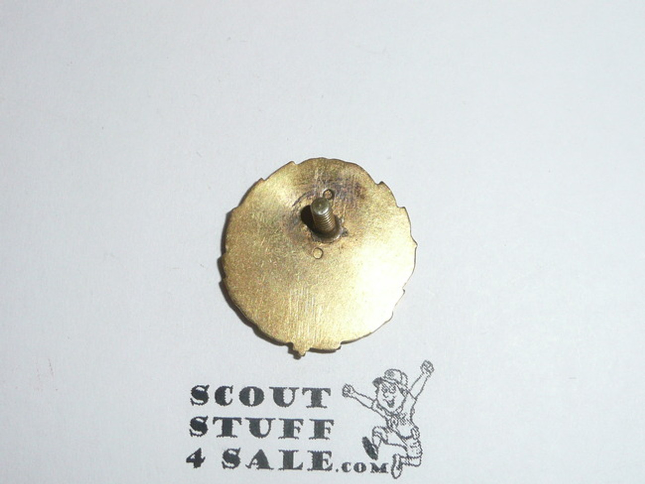 Regional Scout Executive Collar Brass, Squatty Stylized Crown, Threaded Post with backing, 1920's, RARE Variety