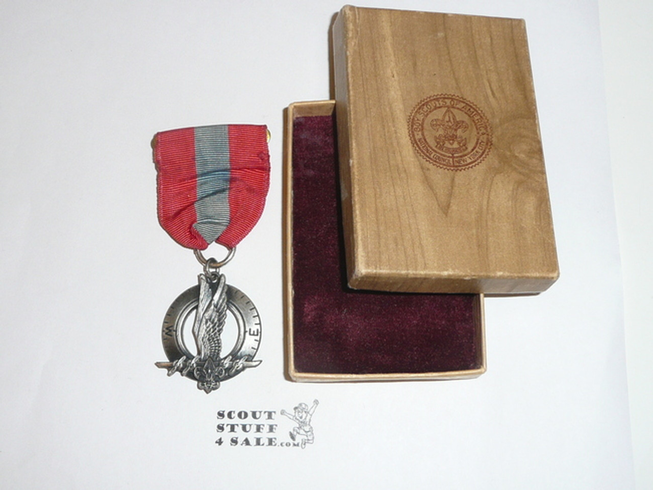 Air Scout Ace Medal, Type 2, 1940's, MINT Condition, STERLING Silver in Original Box, ULTRA RARE!