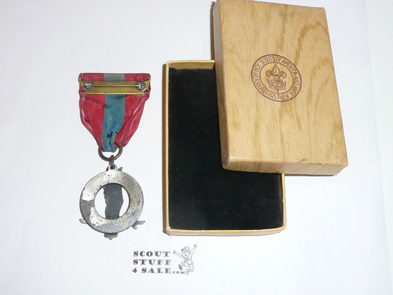 Air Scout Ace Medal, Type 2, 1940's, Lite wear, STERLING Silver in Original Box, ULTRA RARE!