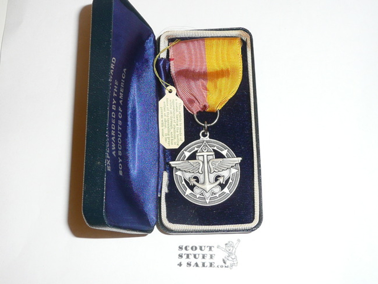 Explorer Silver Award Medal, Type 1, 1940's, MINT in original Box with hang tag, STERLING Silver with Robbins Hallmark, You will NEVER find a better example