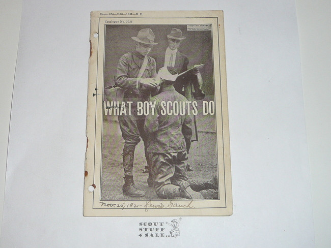 1920 What Boy Scouts Do, Boy Scout Promotional Brochure, Pictoral book, Great teens Scouting pictures, 24 pages, 9-20 printing, some wear and 2 hole punched