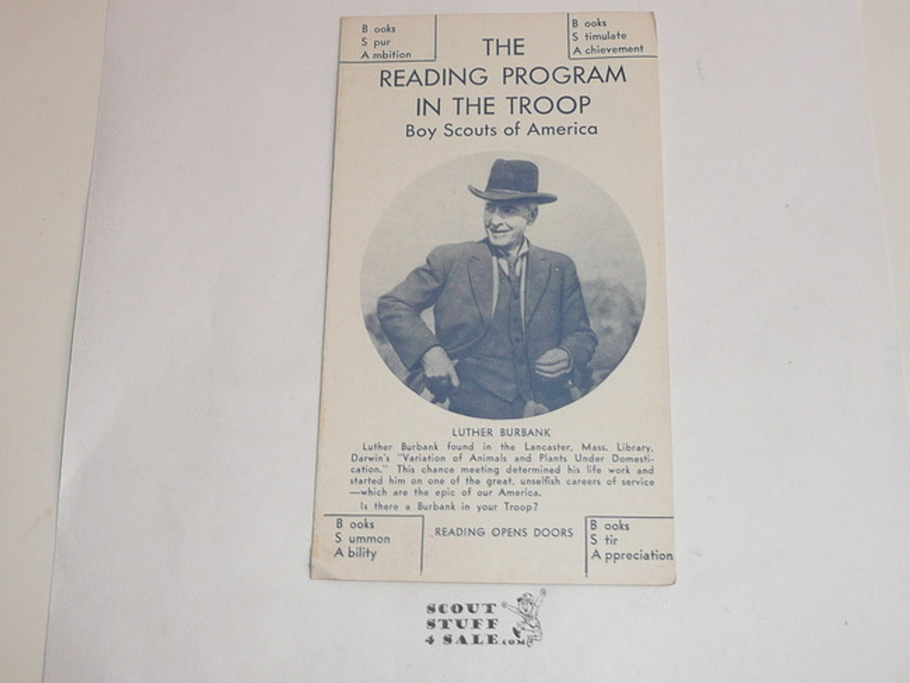 1940 The Reading Program in the Troop Boy Scouts of America, part of the BSA Reading Campaign