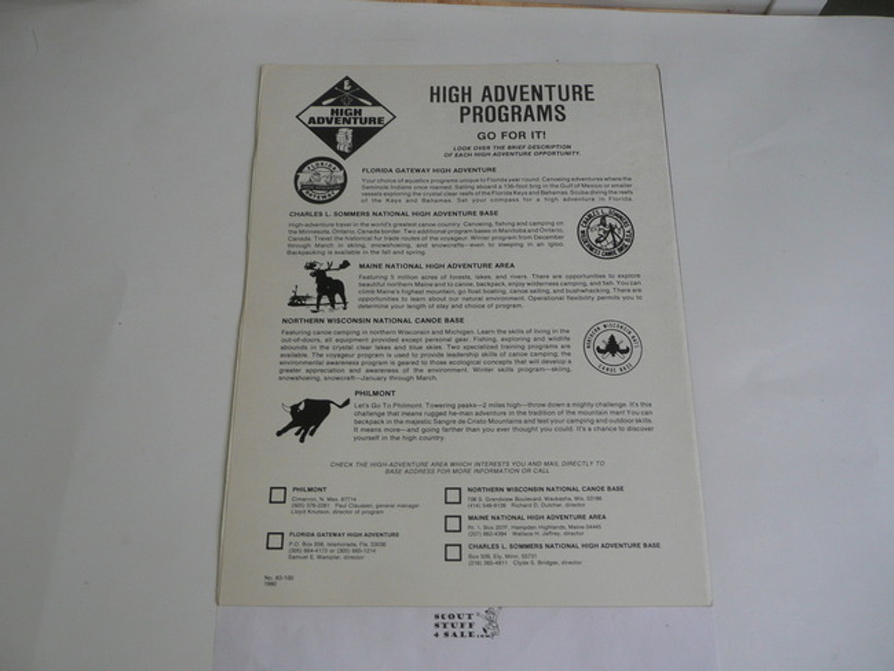 1980 National High Adventure Promotional Brochure for all Bases