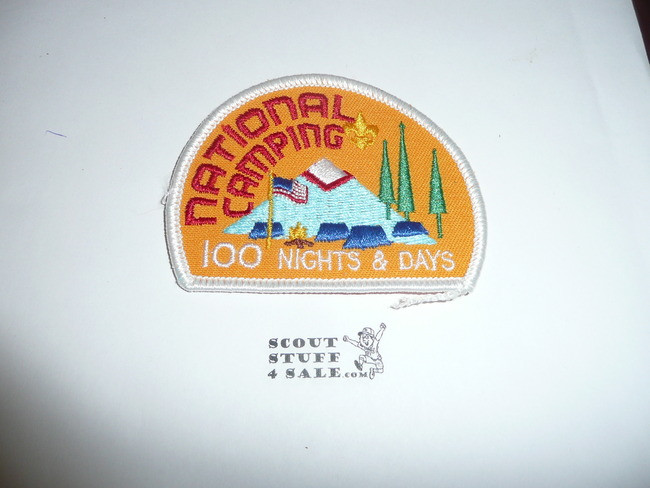 National Camping Award for 100 Nights & Days of Camping High Adventure Hiking Award Patch