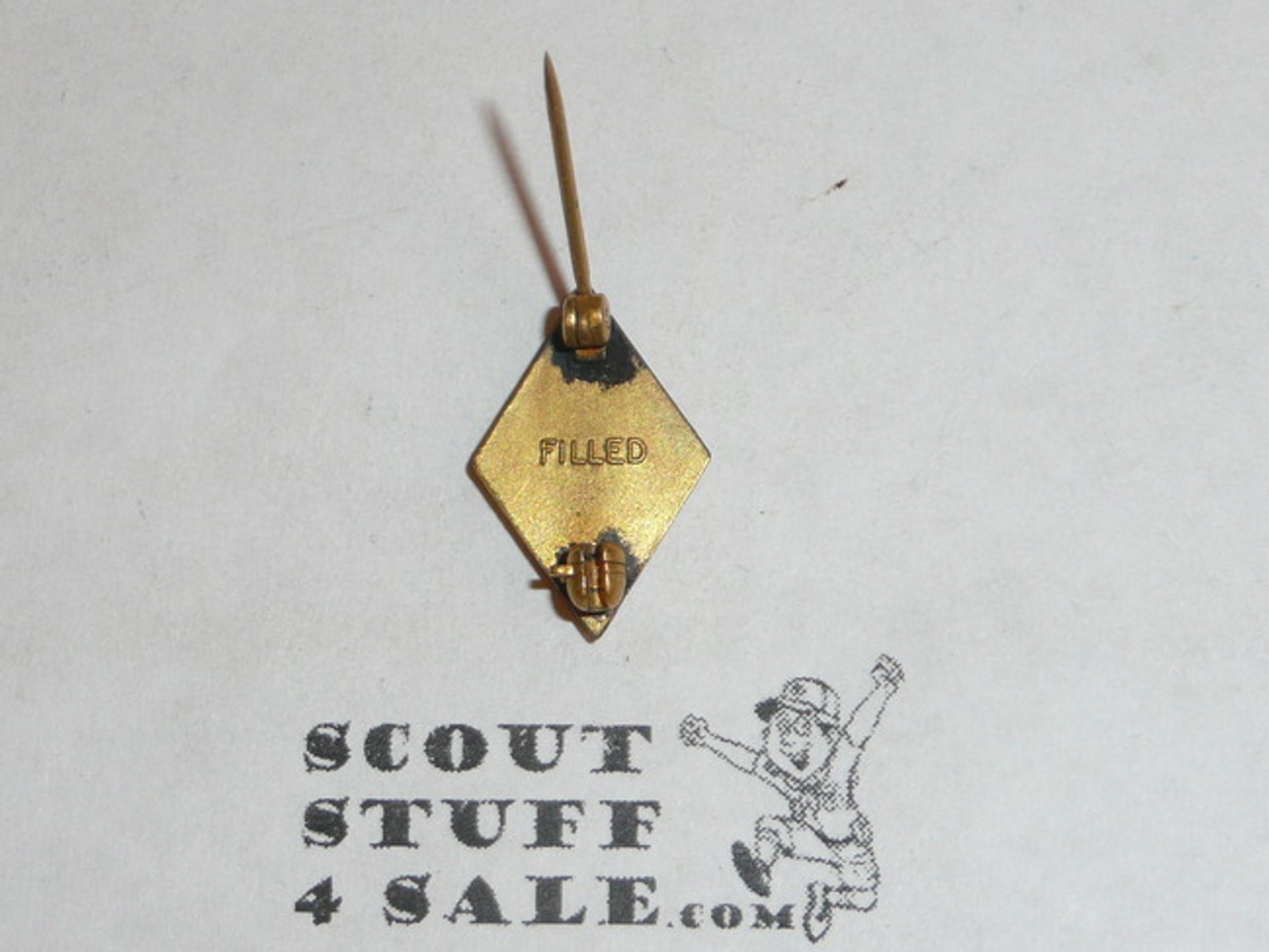 5 Year Veteran Pin, 1930's Issue, Gold Filled, Marked "Filled"