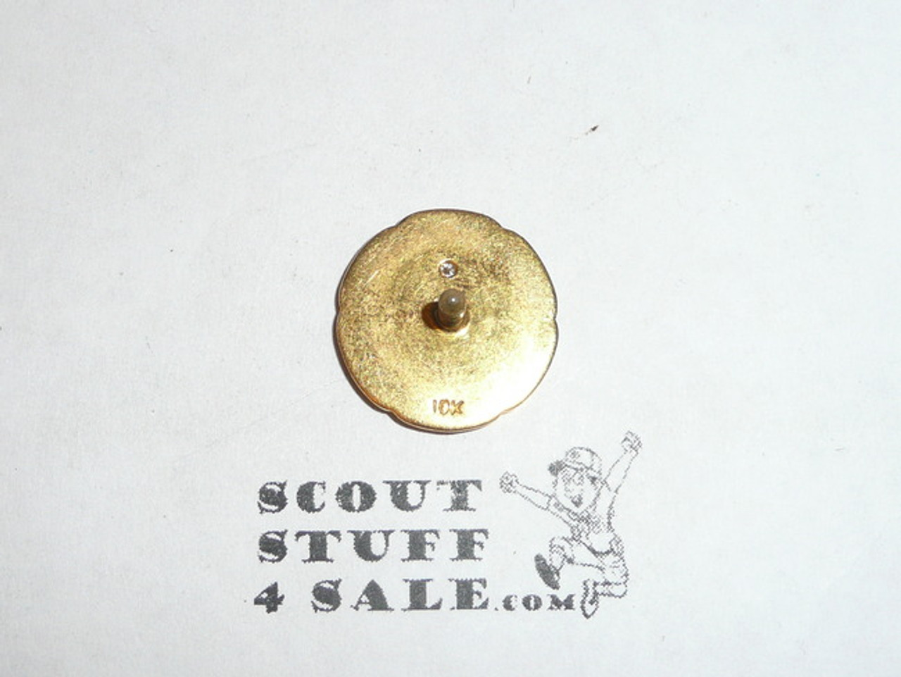 50 Year Veteran Pin, early 1960's Issue, 10K GOLD with a faceted diamond, threaded spin post back