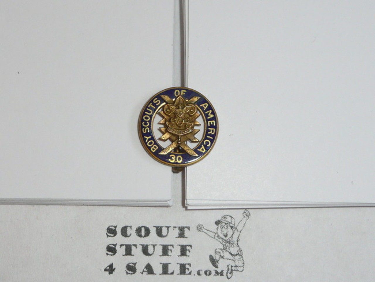 30 Year Veteran Pin, 1940's Issue, GOLD Filled "GF", Vertical pin with spin clasp