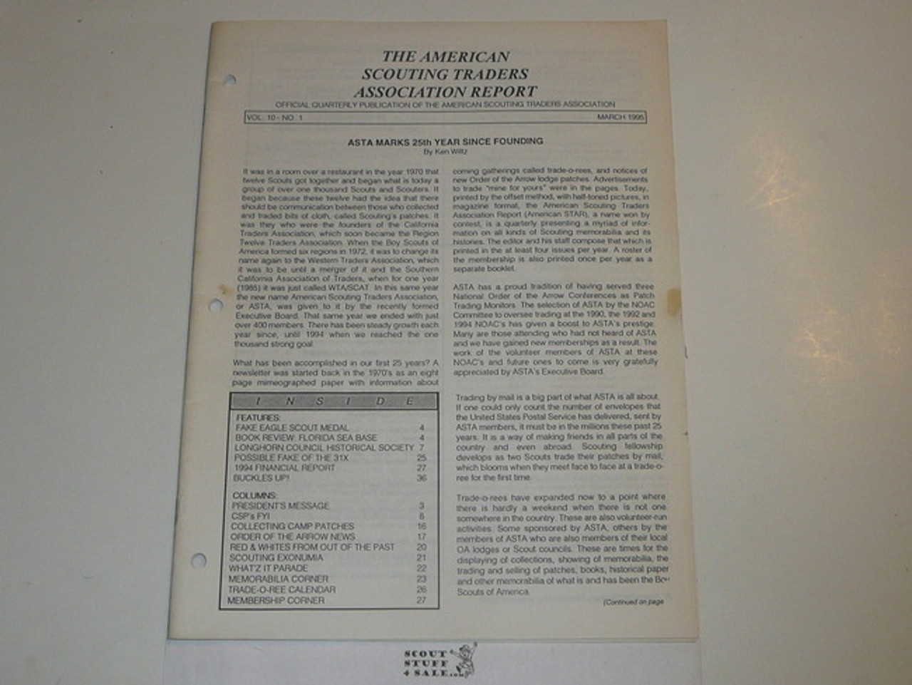 American Scouting Traders Association Report (ASTAR), 1995 March, Vol 10 #1