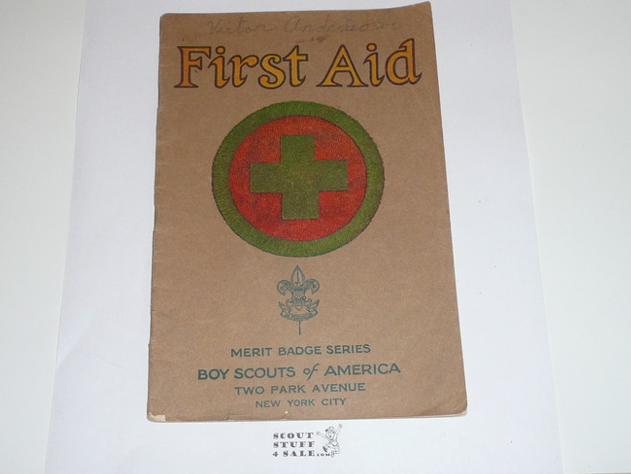 First Aid Merit Badge Pamphlet, Type 3, Tan Cover, 2-32 Printing