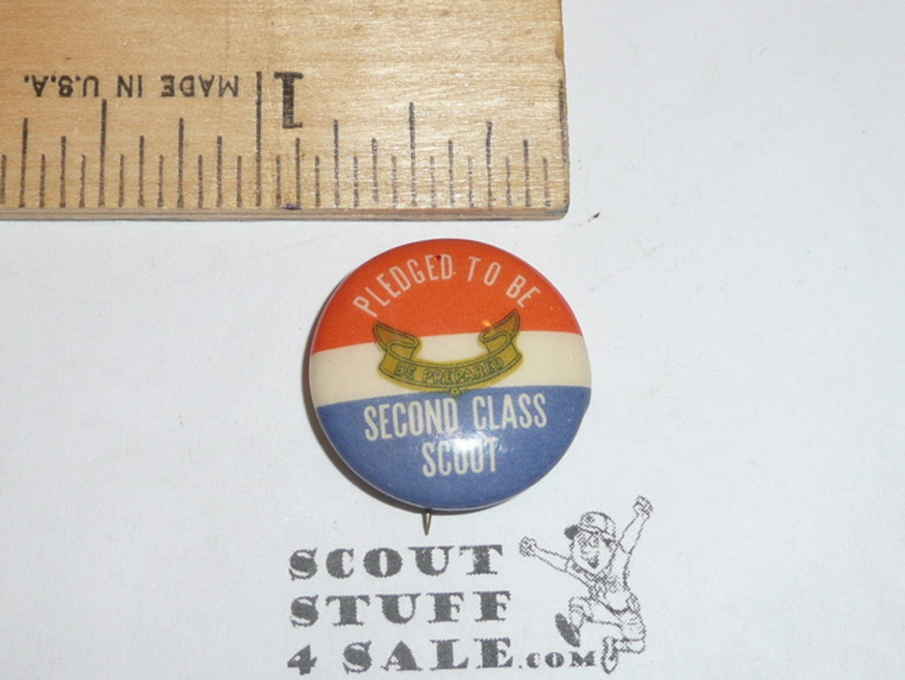 Pledged to be a First Class Scout Boy Scout Button, 1950's-60's