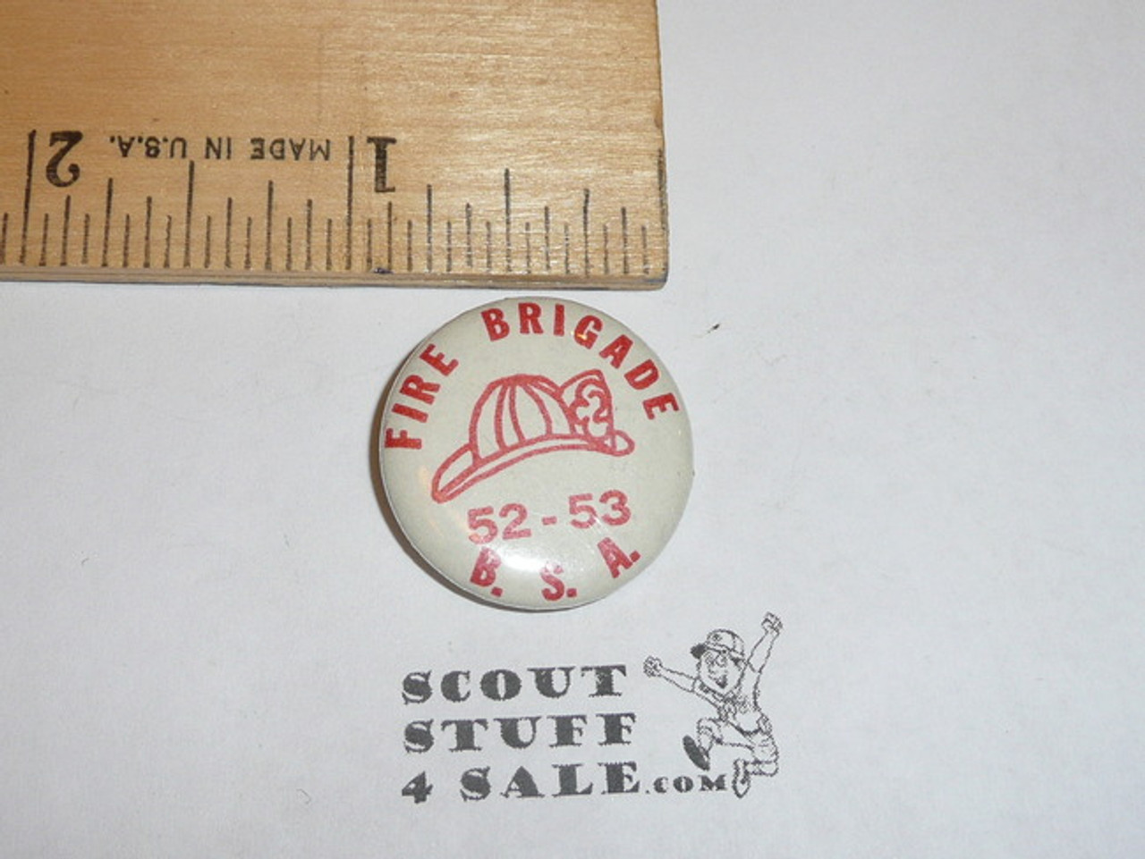 Fire Brigade BSA 1952-53 Celluloid Boy Scout Button