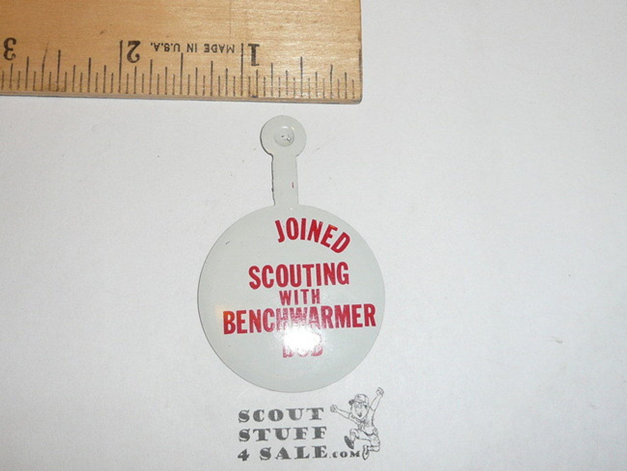 Joined Scouting with Benchwarmer Bob Boy Scout Tin Button, 1960's