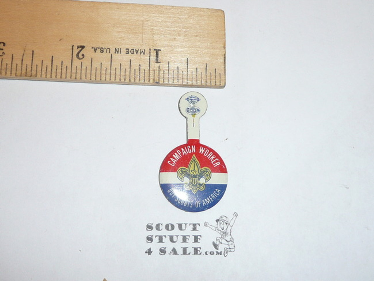 Campaign Worker Boy Scout Tin Button, 1950's-60's