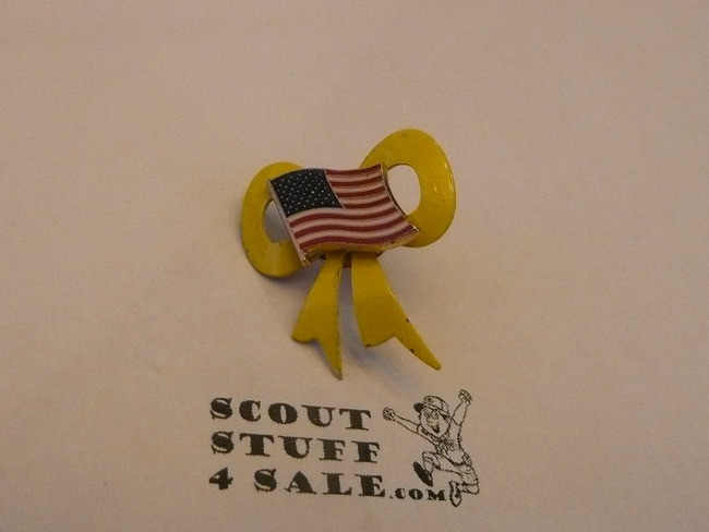 Yellow Ribbon and USA Flag Boy Scout Pin, Desert Storm