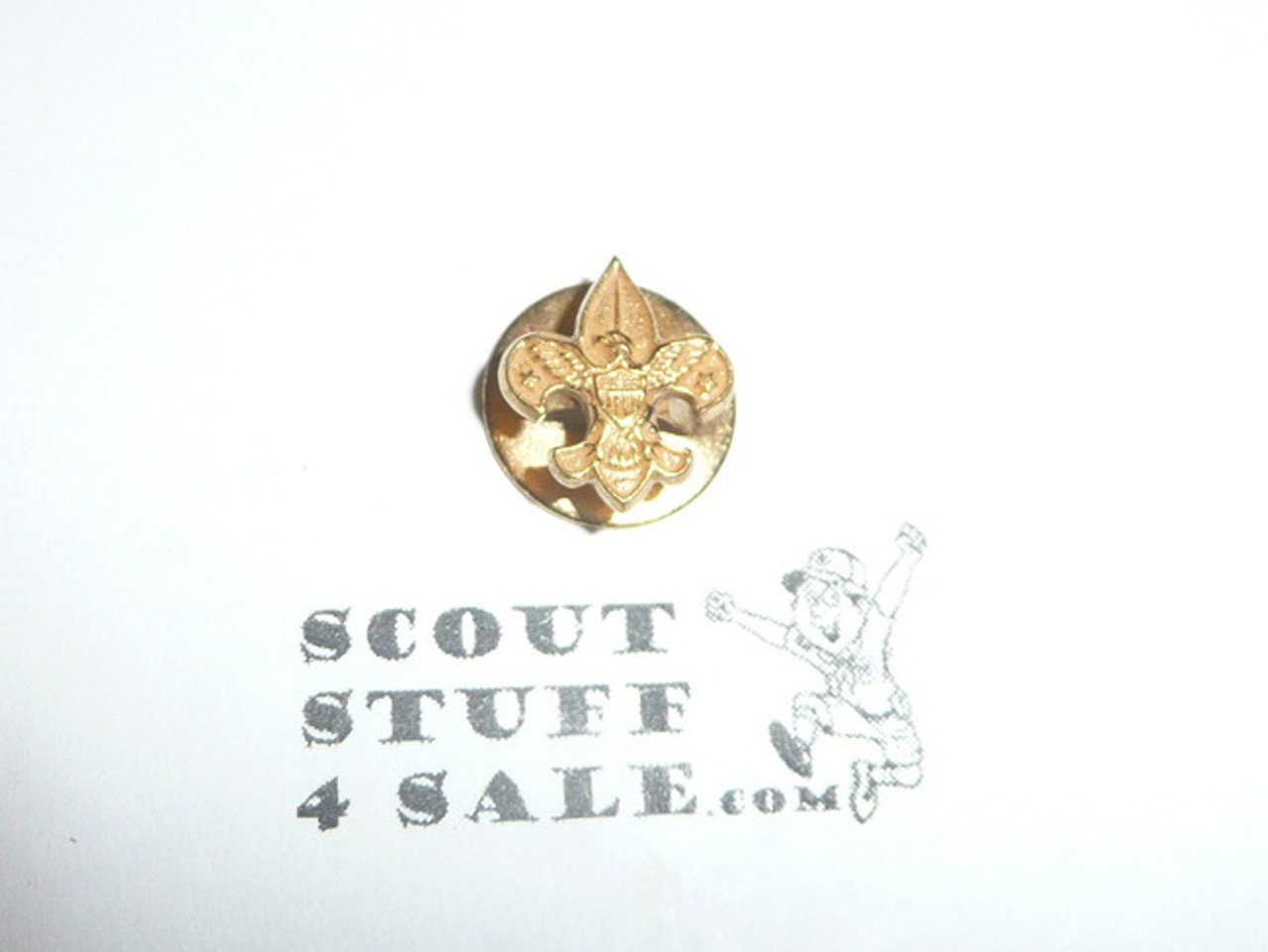 Boy Scout Lapel Pin, Gold Emblem, button insert