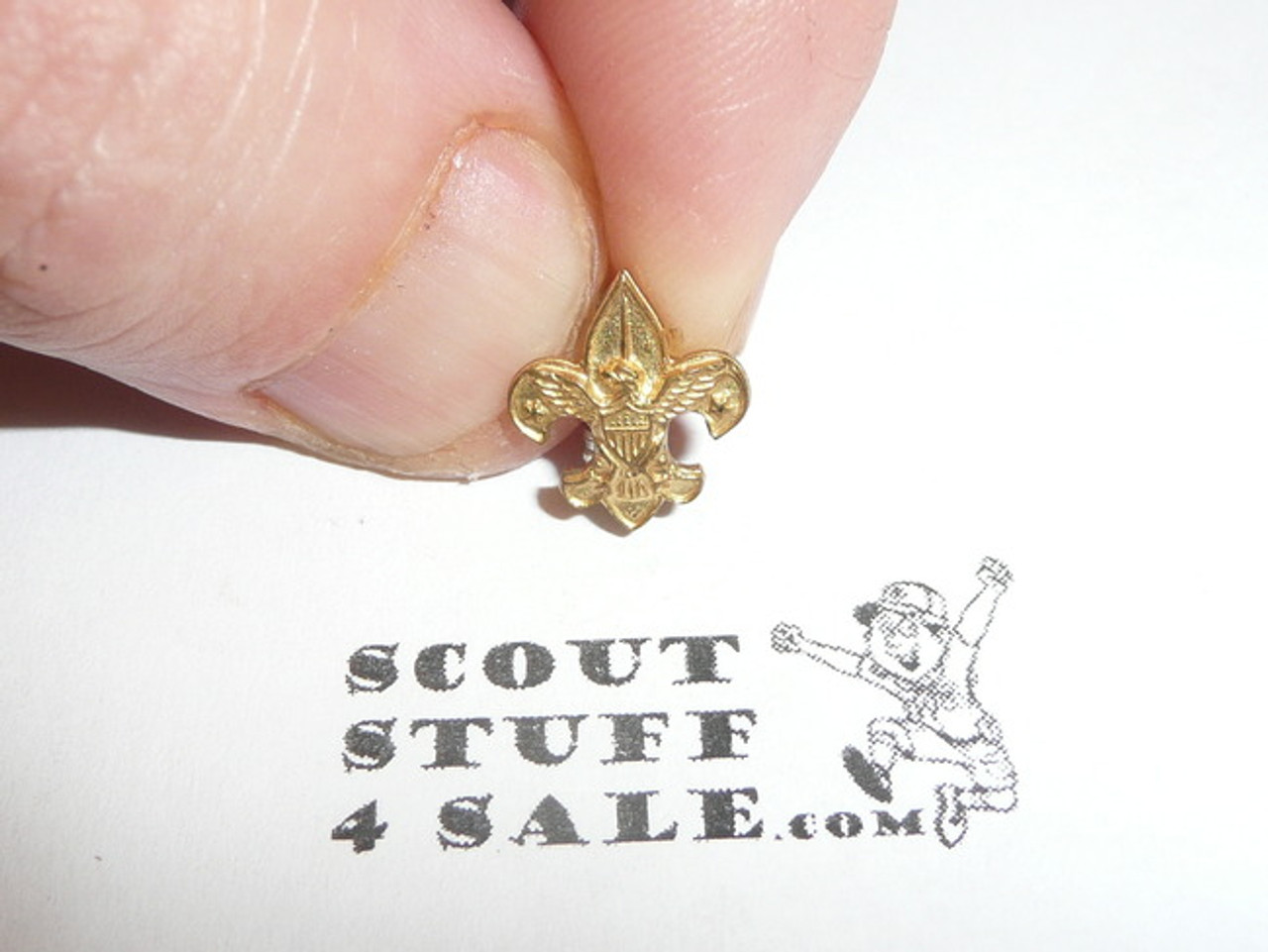 Boy Scout Lapel Pin, Gold Emblem, spin lock clasp