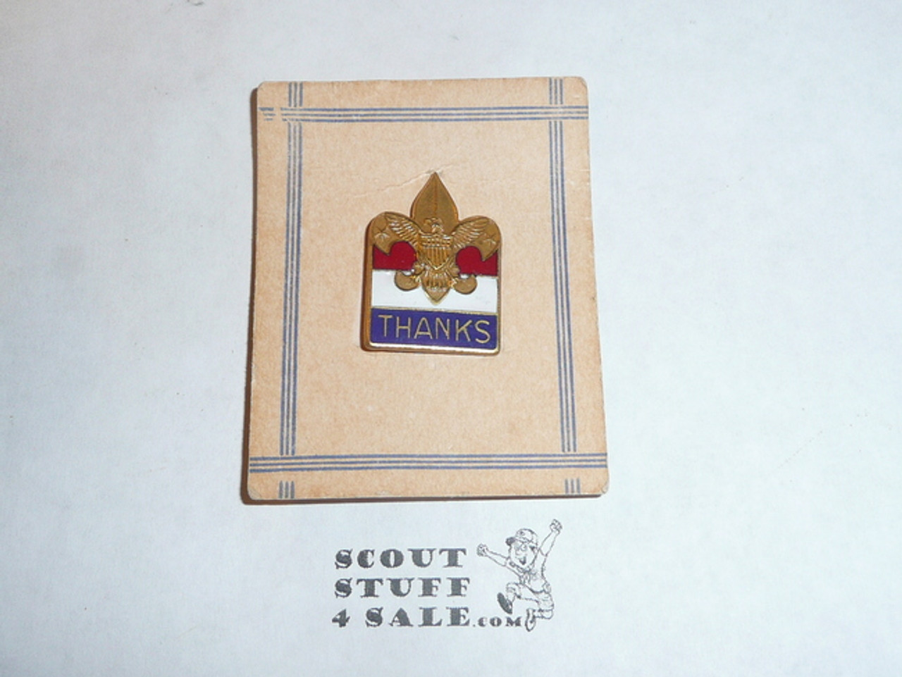 Boy Scouts of America THANKS Pin, New on Card, crude clasp