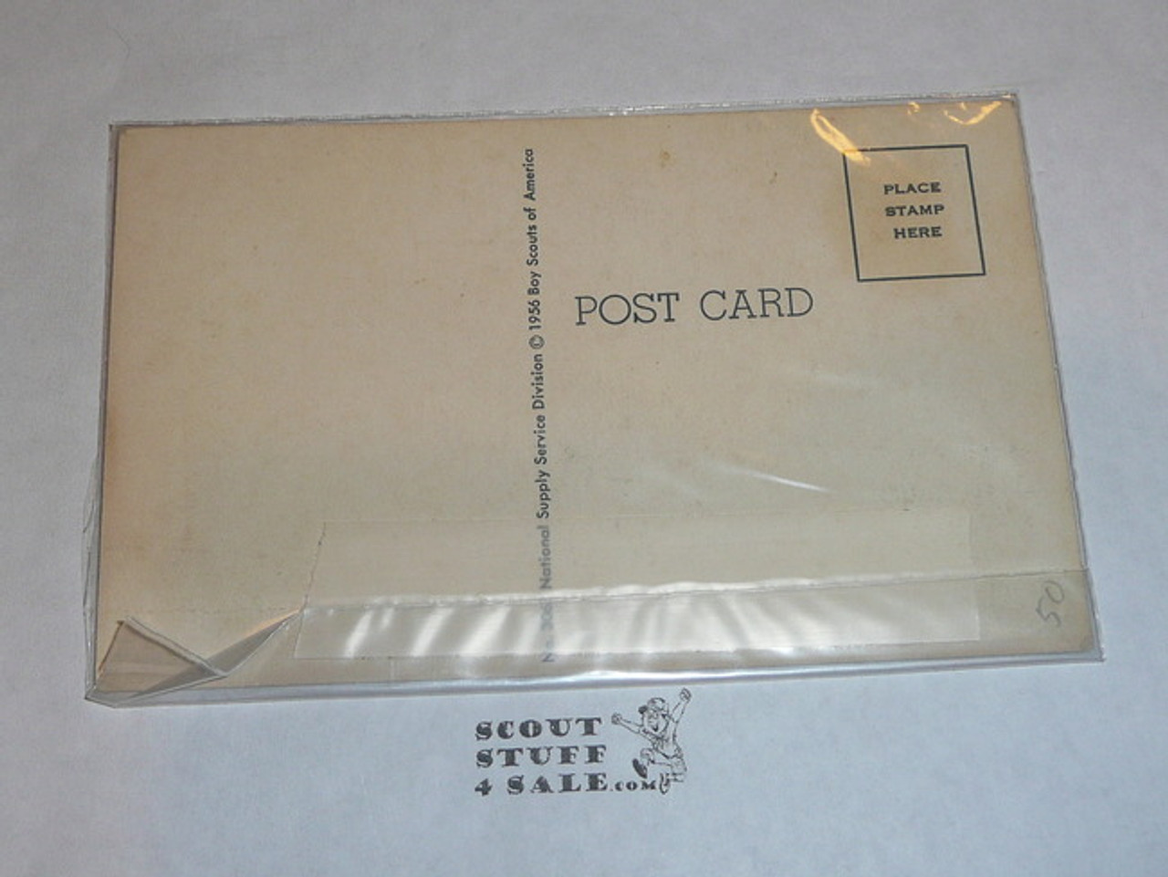 Generic BSA National Supply Cartoon Post card, Had a Swell Time and I'm Coming Home, 1956