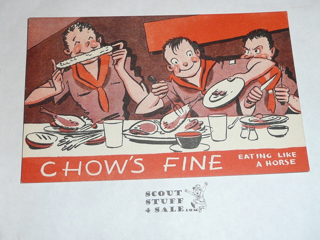 Generic BSA National Supply Cartoon Post card, Chow's Fine, 1947