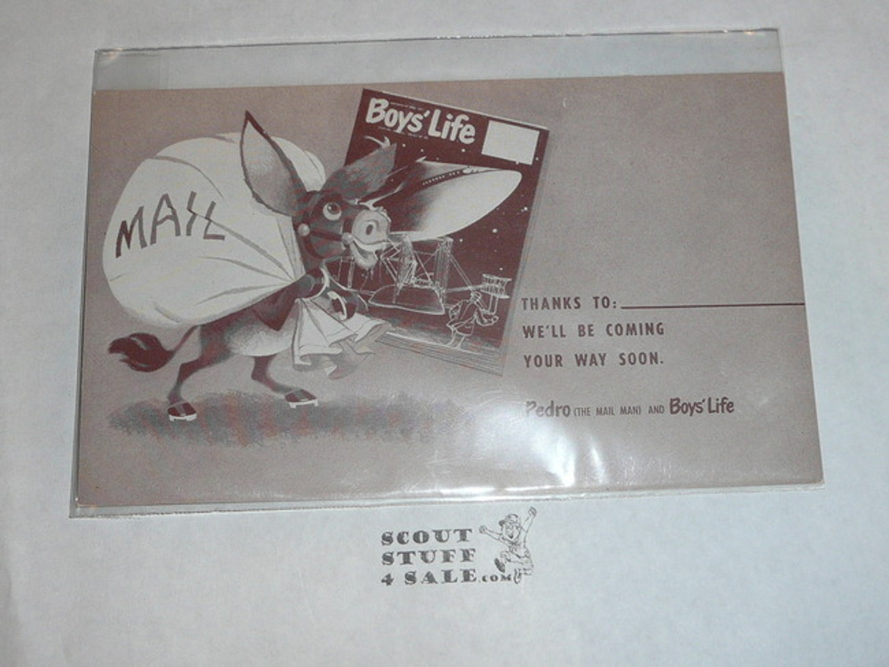 Boys' Life Post card telling a Scout that somebody has subscribed for them