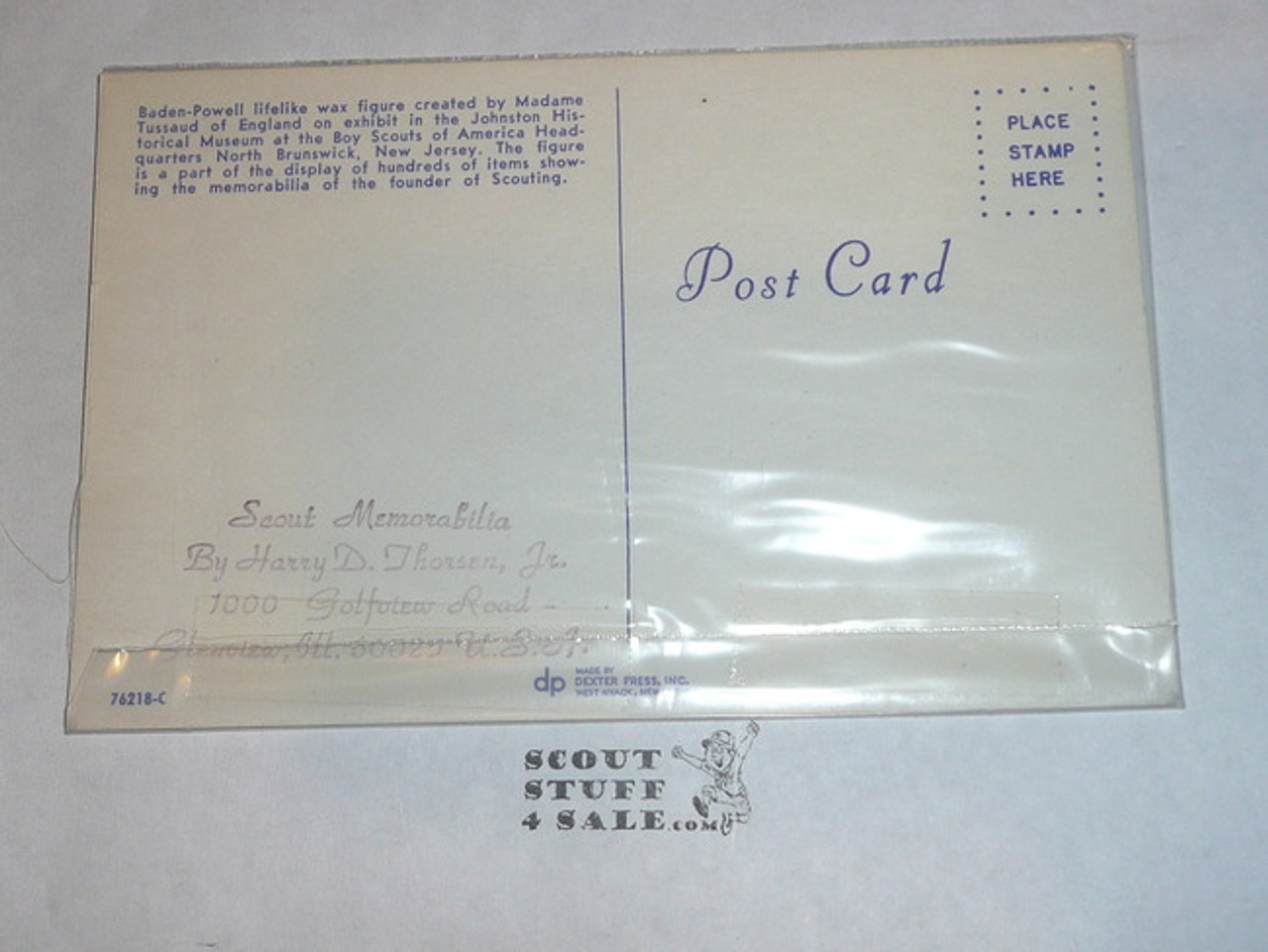 Johnston National Scouting Museum Post card, Baden Powell Wax Figure