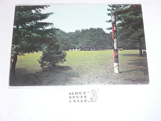 Camp Miakonda Totem Pole and campsite Post card