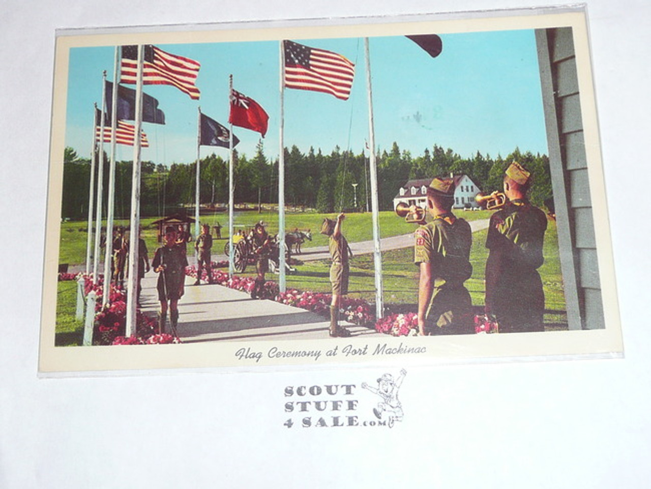 Fort Mackinac Flag Ceremony Post card, 1983