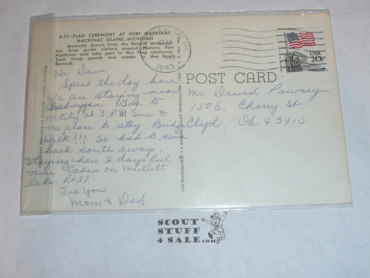Fort Mackinac Flag Ceremony Post card, 1983