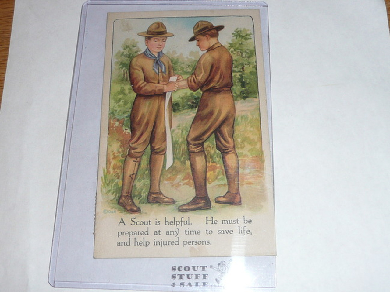 Boy Scout A Scout is Helpful Post card, Gartner & Bender co., 1919