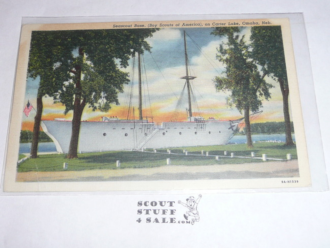 Sea Scout Base on Crater Lake, Omaha Neb Post card, 1949