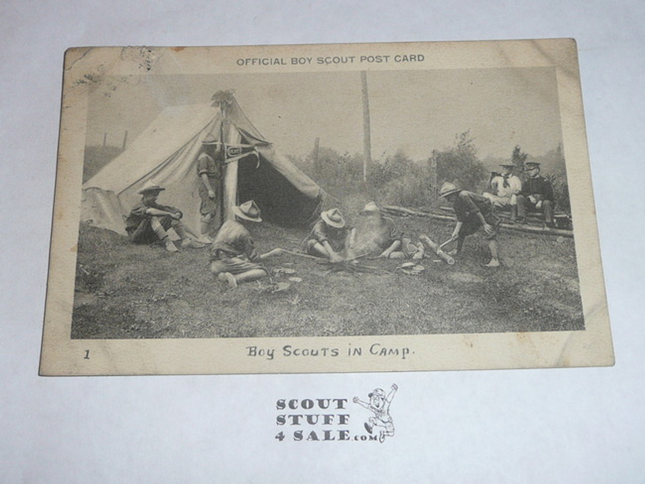 Boy Scouts in Camp, Official Boy Scout Post card, 1915