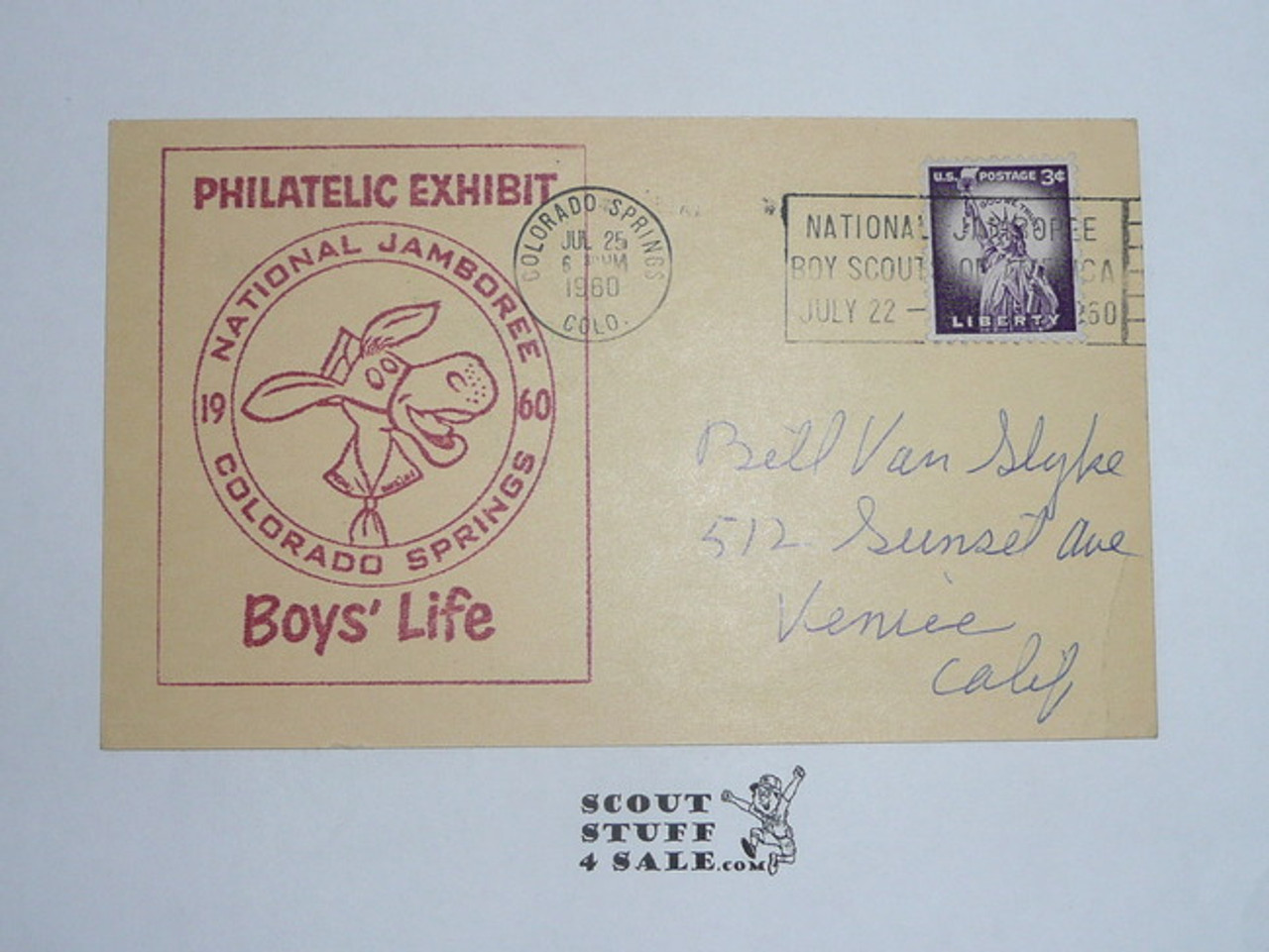 1960 National Jamboree Boys' Life Exhibit Postcard, With Jamboree Cancellation