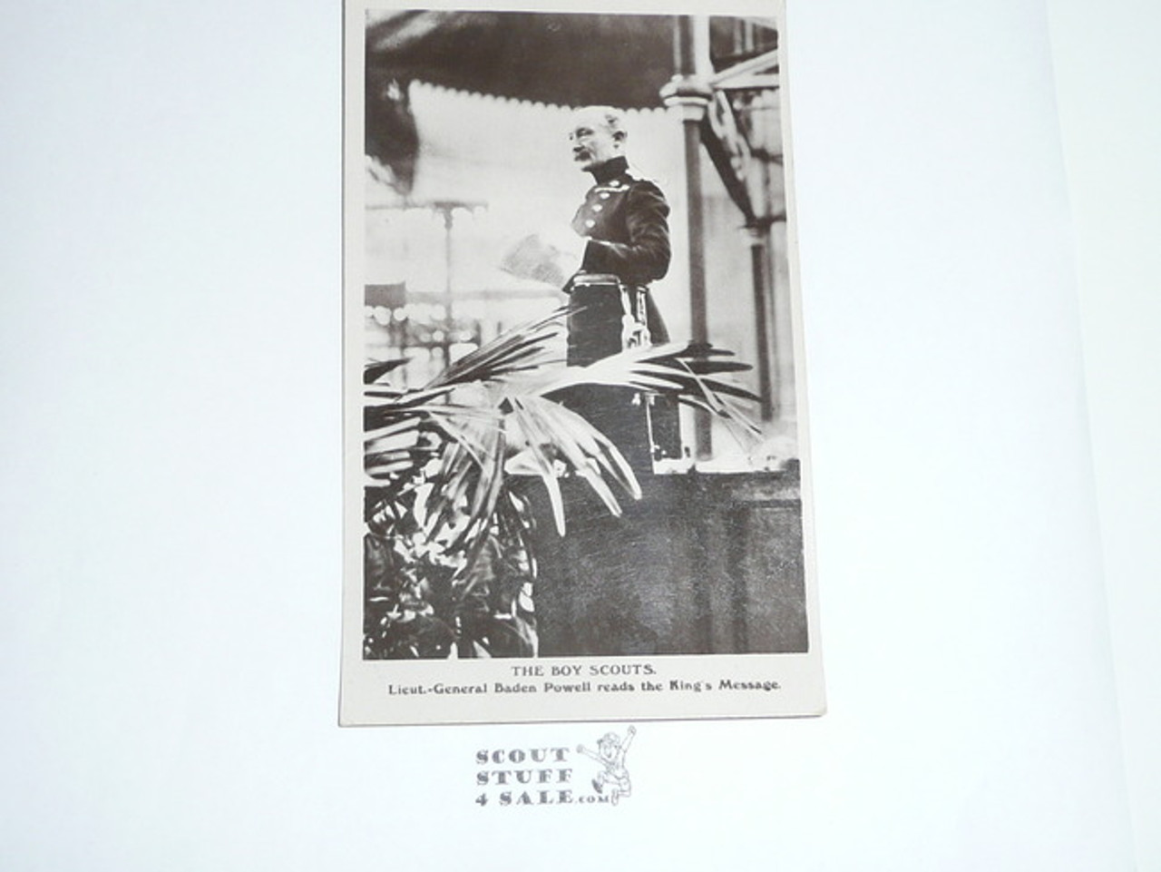 Baden Powell Photo Postcard, The Boy Scouts, Lieut.-General Baden Powell Reads the Kings Message