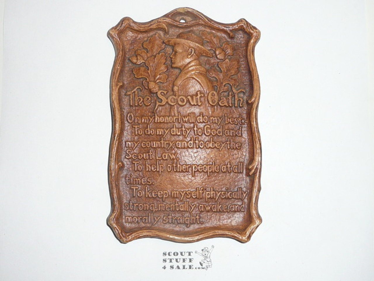 1960's Boy Scout Pressed Wood Syroco "The Scout Oath" Wall Ornament 2nd Type