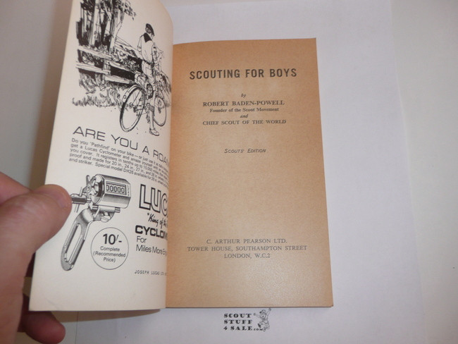 1967 Scouting for Boys, By Sir Robert Baden-Powell, Scouts' Edition, Third Printing
