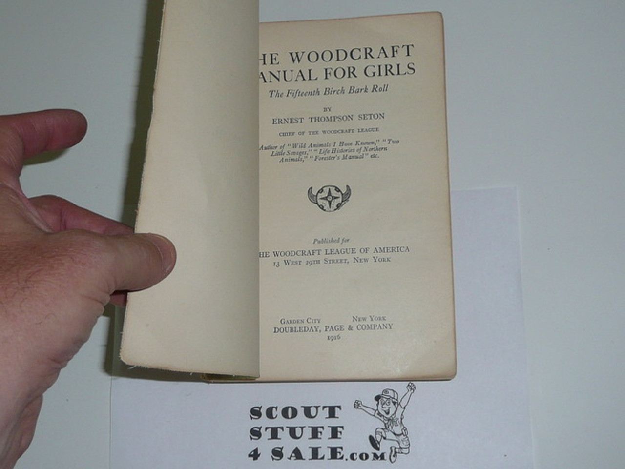 1916 The Woodcraft Manual for Girls of the Woodcraft League, Spine Wear #2, By Ernest Thompson Seton