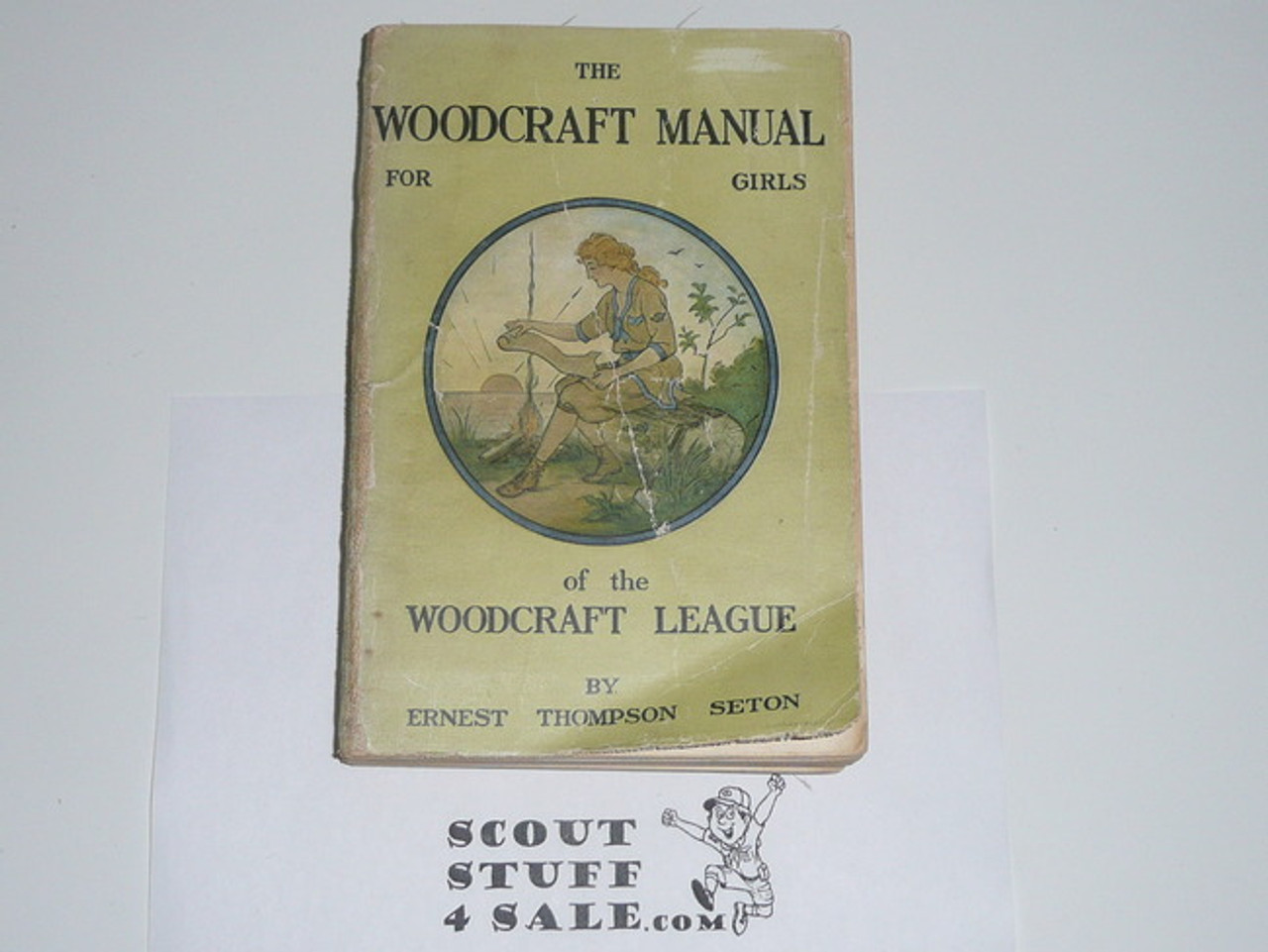 1916 The Woodcraft Manual for Girls of the Woodcraft League, Spine Wear, By Ernest Thompson Seton