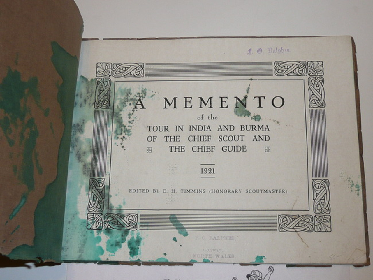 A Memento of the Tour in India and Burma of the Chief Scout and the Chief Guide, 1921, Ink on Cover