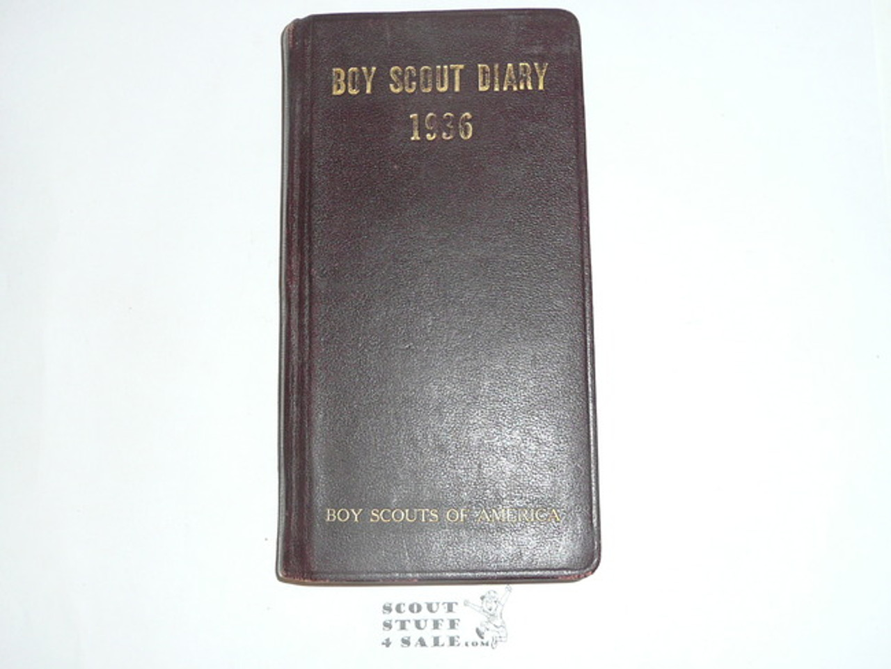 1936 Boy Scout Diary, Rare LEATHERBOUND, Gilt Edges