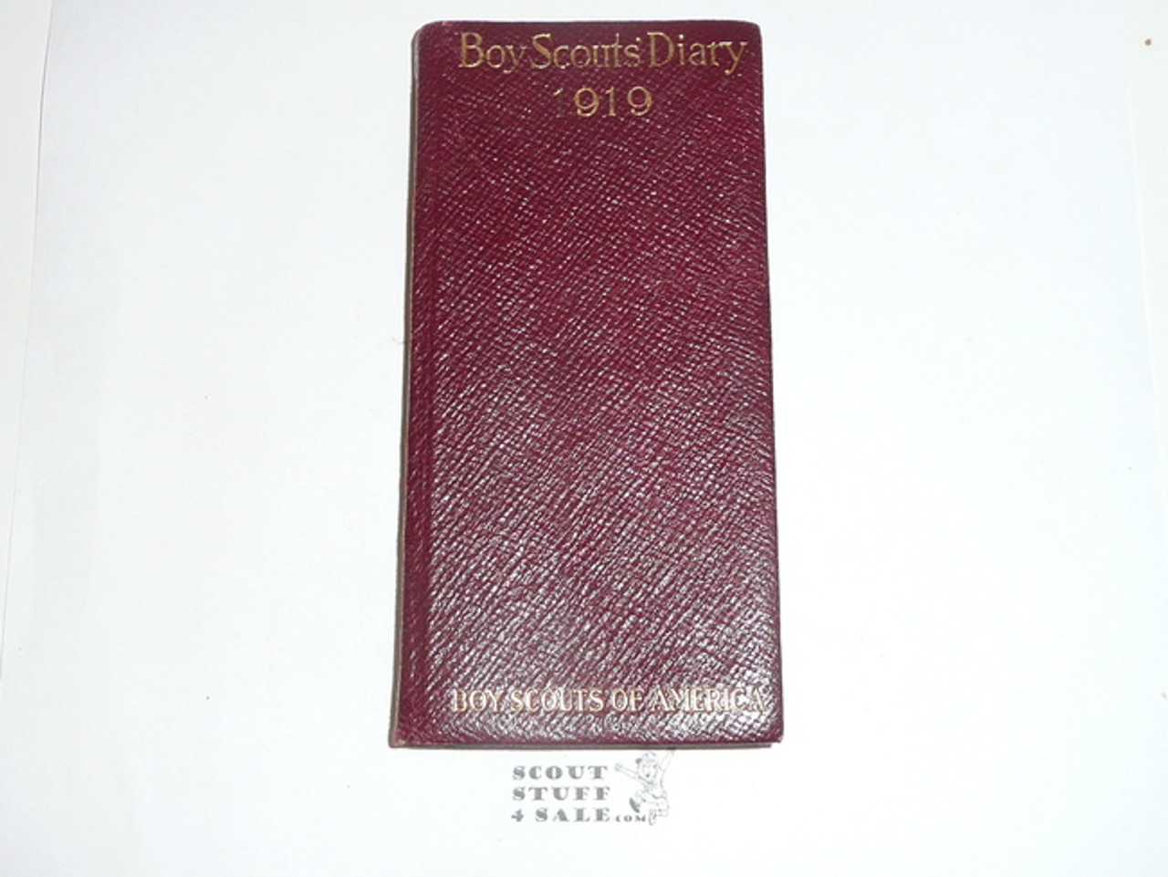 1919 Boy Scout Diary, Rare LEATHERBOUND, Gilt Edges